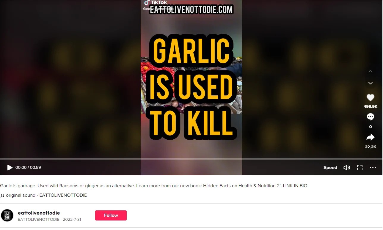 Fact Check Garlic NOT Used To Kill People Knives Or Bullets Coated
